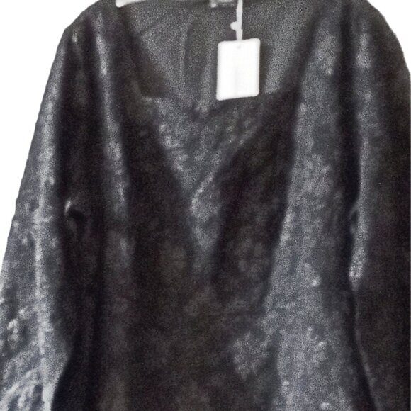 NWT Plus Size 26 Black Brocade Floral Print Dress - Picture 3 of 6